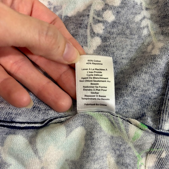 Talbots Floral Print Knit‎ Top V-Neck Short Sleeve Casual Comfy Womens Large L - Picture 15 of 15